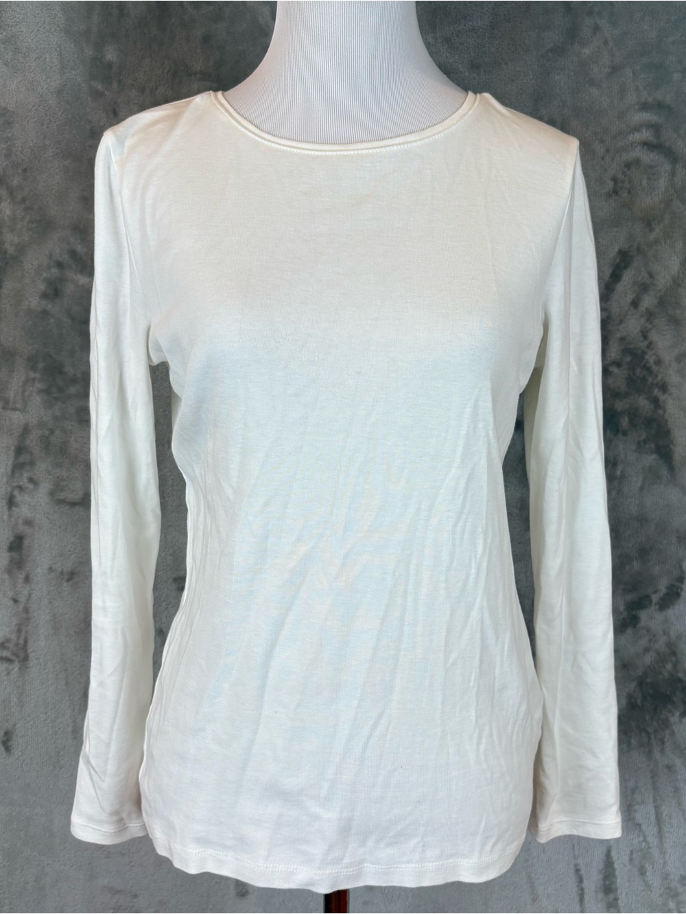 Talbots Pima Cotton Long Sleeve Crewneck Tee White Classic Petite Wmn’s S